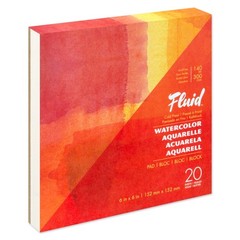 Fluid Watercolor Paper Fold Over Pad 6×6 inch 20 Sheets 140 lb Cold Press