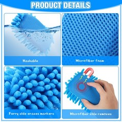 Sherr 18 Pcs Microfiber Shag Magnetic Dry Erase Erasers Washable Whiteboard