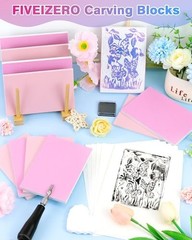 6PCS Rubber Carving Blocks,4″x6″ Linoleum Blocks & Double-Layer Linocut TPR