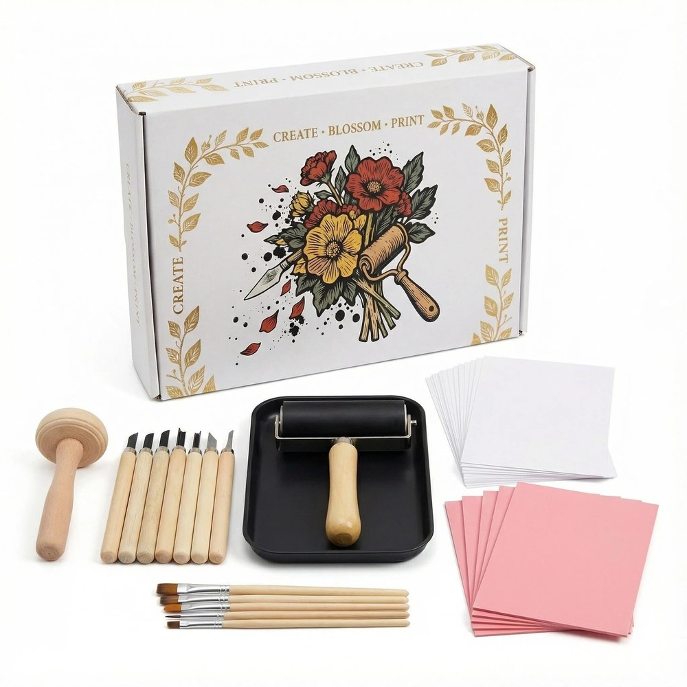 Lnncdsc Linocut Kit for Beginners & Adults â€“ Complete Block Printing Supplies