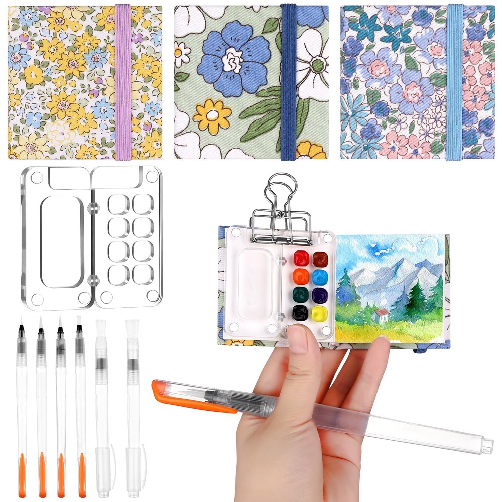 Youdaju 11 Pcs Mini Portable Watercolor Palette Set Travel Paint Multicolor