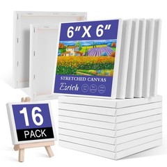 Small Stretched Canvas for Painting 6×6 inch, 2/5”Profile Art Primed 16 Pack…