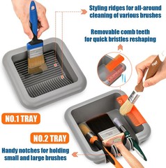 Paint Brush Cleaner Washer Trays, 2 Individual Paint Trays for Fast Cleaning and