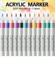 12 Colours Acrylic Paint Pens for Rock Painting Wood Ceramic Fabric Metal Canvas