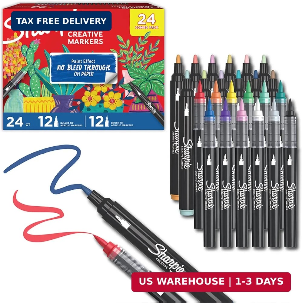 Sharpie Creative Markers, Combo Pack, Water-Based Acrylic, Bullet & Brush Tips,