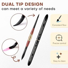 Dual Tip Travel Watercolor Brushes, 3pcs Synthetic Squirrel Hair Set of Black