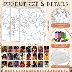 Tenceur 24 Pcs Black Women Pre 5 x 7 inches, Pre-printed Outlines