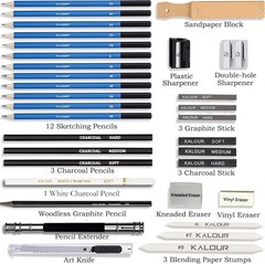 33-Piece Professional Sketching and Drawing Art Set with Portable Zippered Case