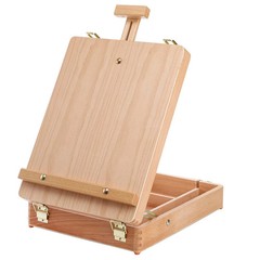 Wood Tabletop Easel Storage Box Beechwood Portable Sketchbox for Painting Adj
