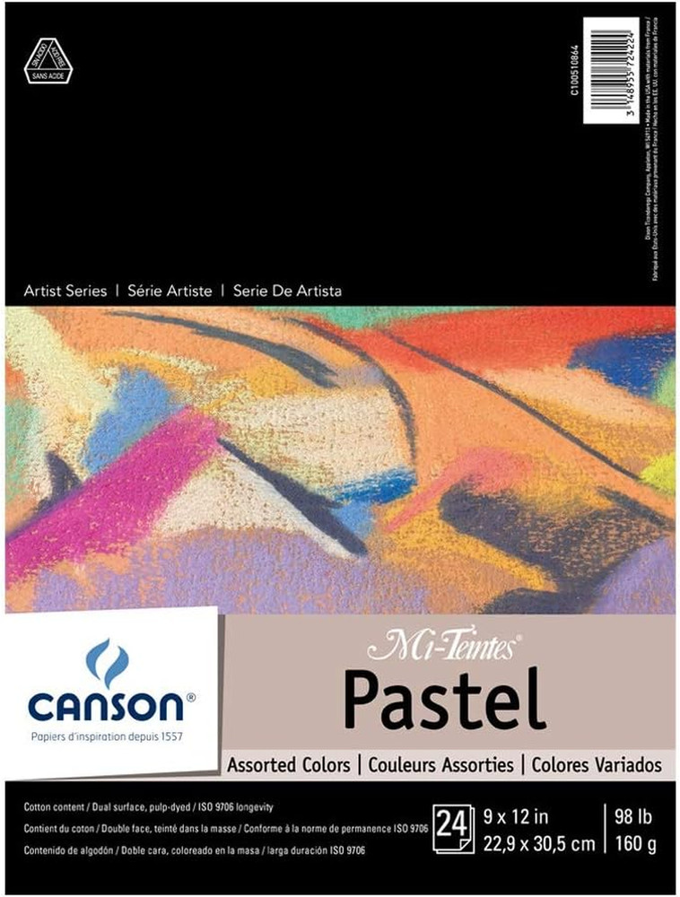 Mi-Teintes Pastel Pad 9X12 Assorted Colors | Artist Series, Foldover Pad, 98 Lb