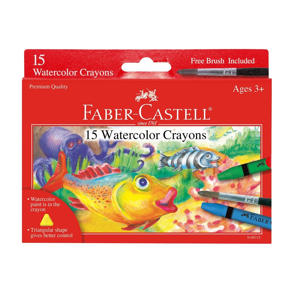 Faber Castell 15 Count Watercolor Crayons Triangle Shape Non Toxic Kids Art Set