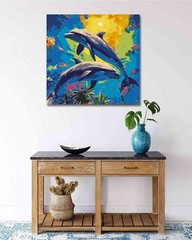 Framed Paint by Numbers Kit for Adults & Kids Ages 812, 12x12Inch Dolphin Pai…