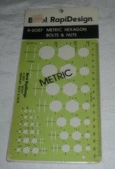 Berol Rapidesign Template Metric Hex Bolts & Nuts R-2057