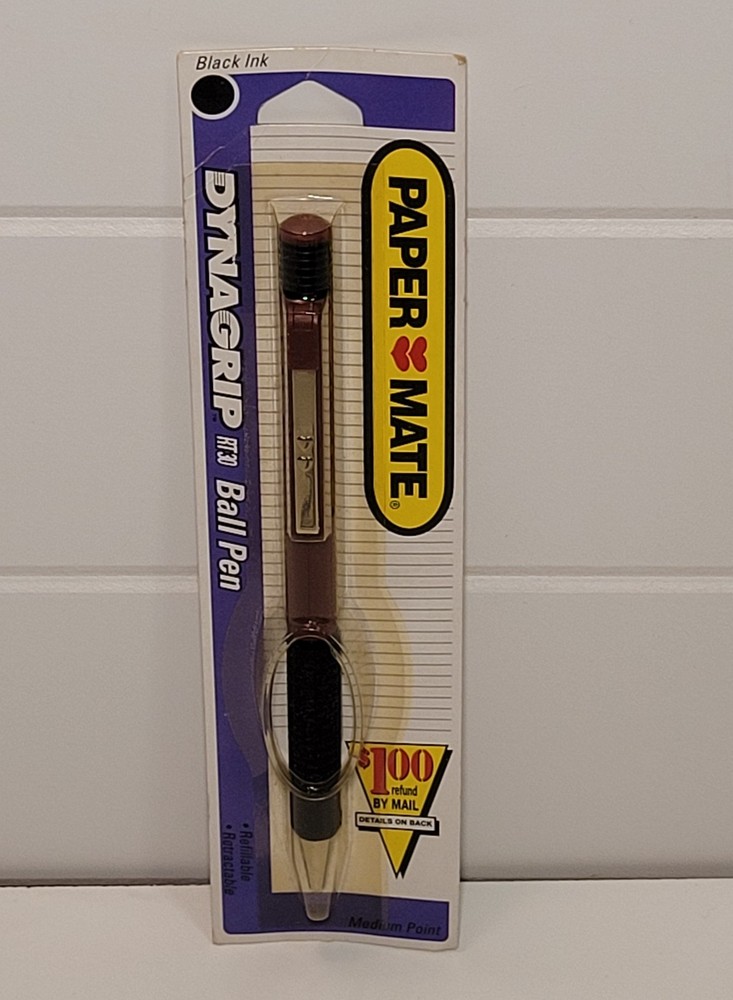Paper Mate DYNAGRIP RT30 Ballpoint Red Pen Black Ink Med Point 1994
