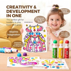 Washable Dot Markers for Toddlers, 6 Colors Dot Paints with 120 Printed PDF &…