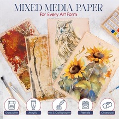 Wanderings Thick Handmade Vintage Watercolor Paper, Deckle Edge, 9×12″ 300GSM