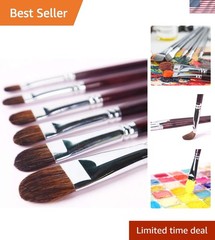 Luxurious 6pc Red Sable Filbert Brushes for Exceptional Painting Experience