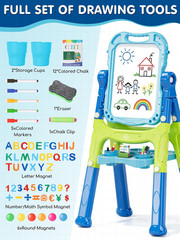 Easel for Kids, Adjustable Standing Art Easel for Kids 3 4, Magnetic Chalkboard