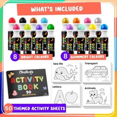 16 Washable Dot Markers for Toddlers | w/ 50 Page Coloring Activity Book Kit,…