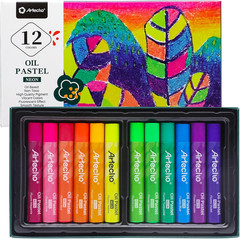 Neon Oil Pastels Set of 12 Colors, Soft Oil Pastels for Art Painting, Drawing, B