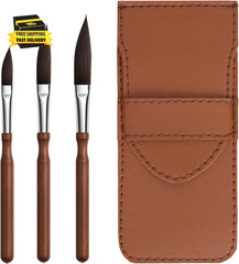 Professional 3Pc Dagger Travel Brush Set for Watercolor Pinstriping – Synthetic