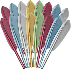 15 PCS Novelty Feather Pens Funny Fancy Artificial Feather Gel Pens Black Ink St
