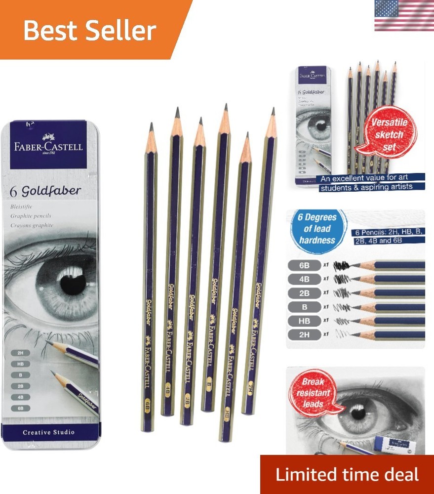 Versatile Graphite Pencils Set – 6 Hardness Levels for Artists and Beginners