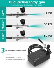 50 PSI Airbrush Kit with Air Compressor, High Pressure Portable Air Brush Gun…