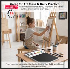 Soucolor 9″ x 12″ Sketch Book, 100 Sheets Top x (Pack of 1), Black