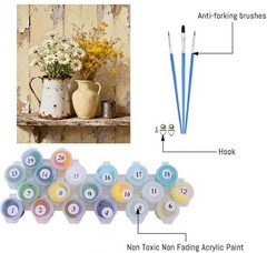 askkqtx Vintage Flowers Paint by Numbers Kit 16×20 inches, Flowers- MT22410