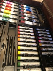 Art101 Artist Paint Set in Wooden Carry Case, Multicolor Assorted Colors