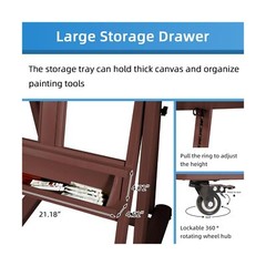 Falling in Art Extra Large H-Frame Studio Easel, Solid Beechwood Artist Easel…