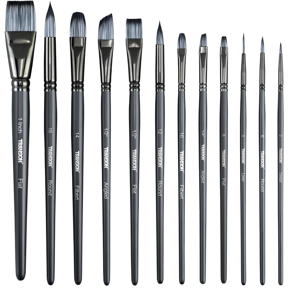 Artist Paint Brush Set of 12 for Watercolor Acrylic Gouache Oil and Tempera P…