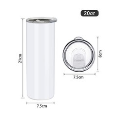 1 Pack 20 oz Sublimation Blank Tumblers bulk Skinny, Stainless Steel Double W…