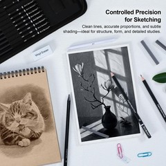 112 PCS Professional Drawing Set Sketch Kit with 3-Color Sketchbook, Graphite…
