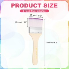 6 Pcs Paint Brush Set, 6.5 in Nylon Bristle Flat Brushes, #10 Purple/White