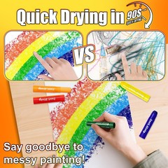 Paint Sticks, 24 Colors Solid Tempera Paint Sticks for Kids, Quick Drying Was…