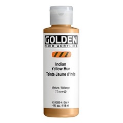 Fluid Acrylics by GOLDEN, India Yellow Hue, 4 fl. oz. Bottle, Professional Ac…