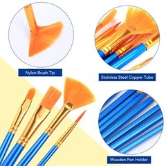 Acrylic Paint Brush Set, 15 pcs Nylon Hair Paint Brushes for All A-15pcs Blue