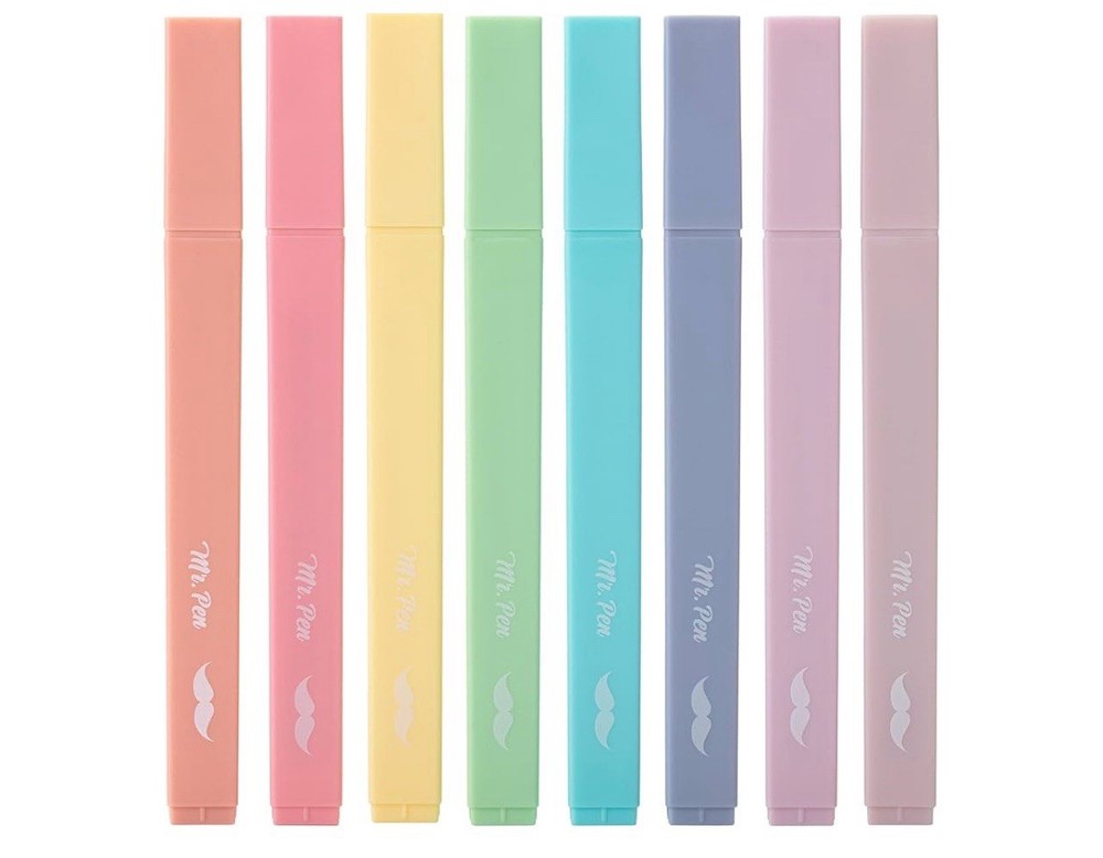 8 Pieces Mr. Pen- Aesthetic Cute Pastel Highlighters Set