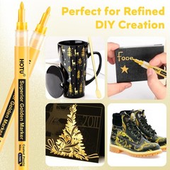 5 PCS Super Metallic Gold Acrylic Paint Markers Pens Extra Fine Tip 0.7mm