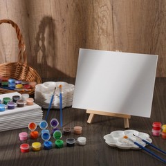 Qilery 24 Set 6 x 8 Inch Mini Canvas Boards and Easel for Painting, Acrylic P…