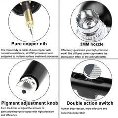 Dual Action Gravity Feed 0.3mm Gun Spray Airbrush Nail Art Paint Tattoo Tool Set