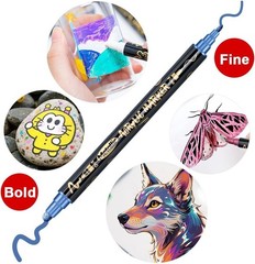12Colors Metallic Paint Markers Bold and Fine Dual-tip for Rock Wood Ceramic …