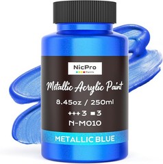 8.45oz Metallic Blue Acrylic Paint – Fade Resistant, Glossy Finish for Crafts