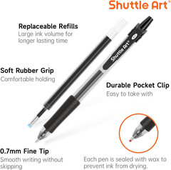 Black Gel Pens, 48 Pack(20 Pens with 28 Refills) Retractable Medium Point Rol…
