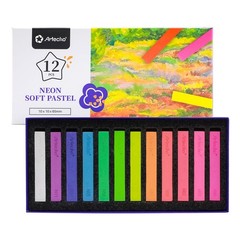 Artecho 12pcs Neon Soft Pastels Square Chalk for Drawing Blending Layering Sh…