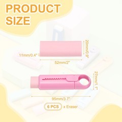 6 Pack Erasers, Pencil Erasers Large Eraser Push Pull Cute Soft, Pink TPE