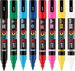 PC-5BR Water-Based Paint Markers, Reversible Brush Tip 1.0-4.0mm, Assorted Co…