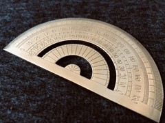 Brass Handmade Handicraft Tool Triangle Ruler Protractor Wallet Pen PRECISION OZ